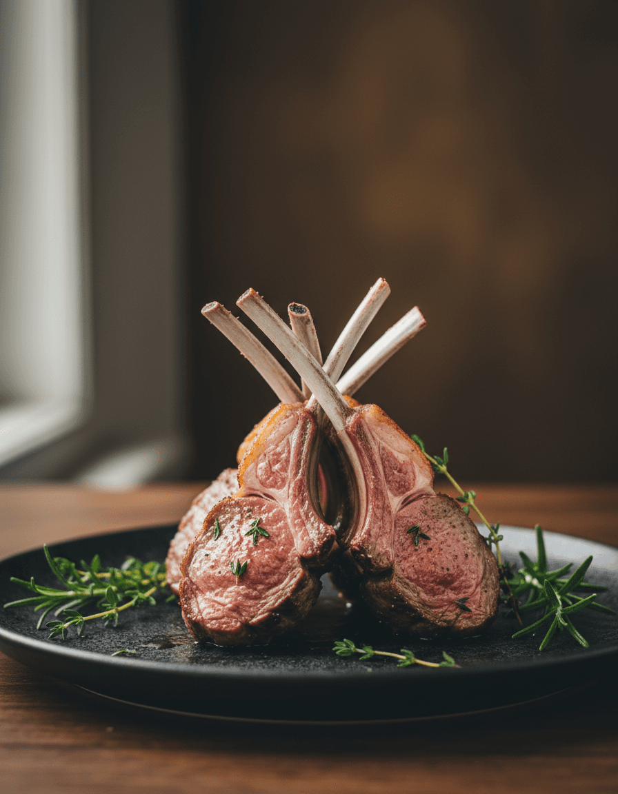 Tender rack of lamb with fresh herbs