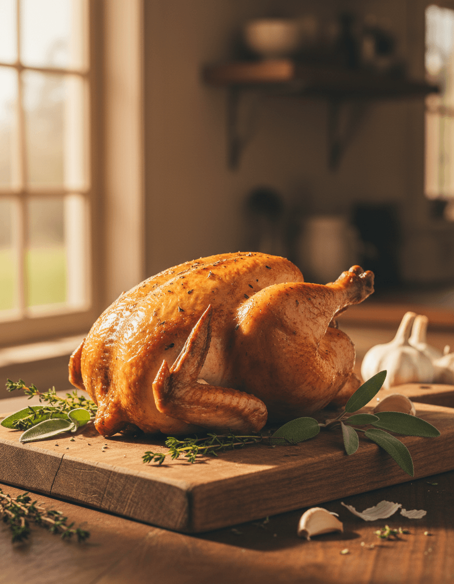 Pasture-raised heritage chickens in a lush field